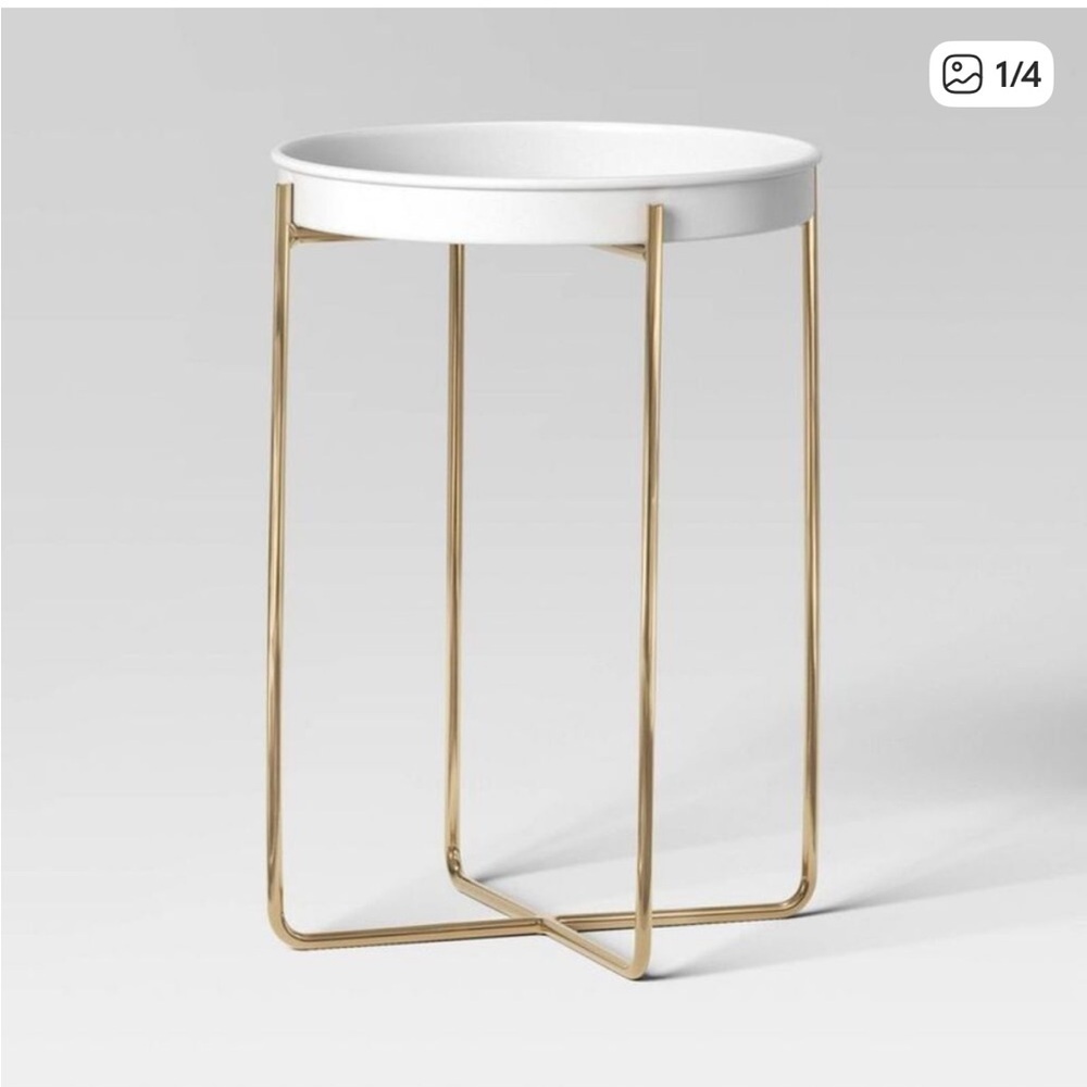 Threshold White and Gold Accent Table